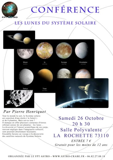 Conférence organisée par astrocrabe de la Rochette