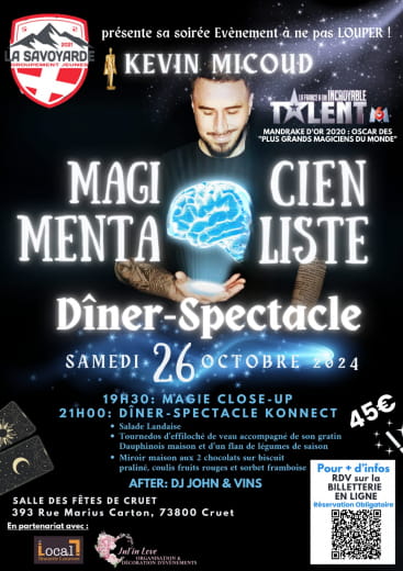 SOIREE SPECTACLE MAGICIEN MENTALISTE + REPAS + DJ