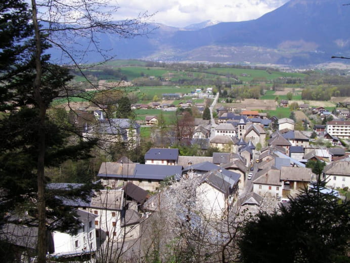 A VIEW OF THE VILLAGE OF CHAMOUX AND THE NEAR COUNTRYSIDE.